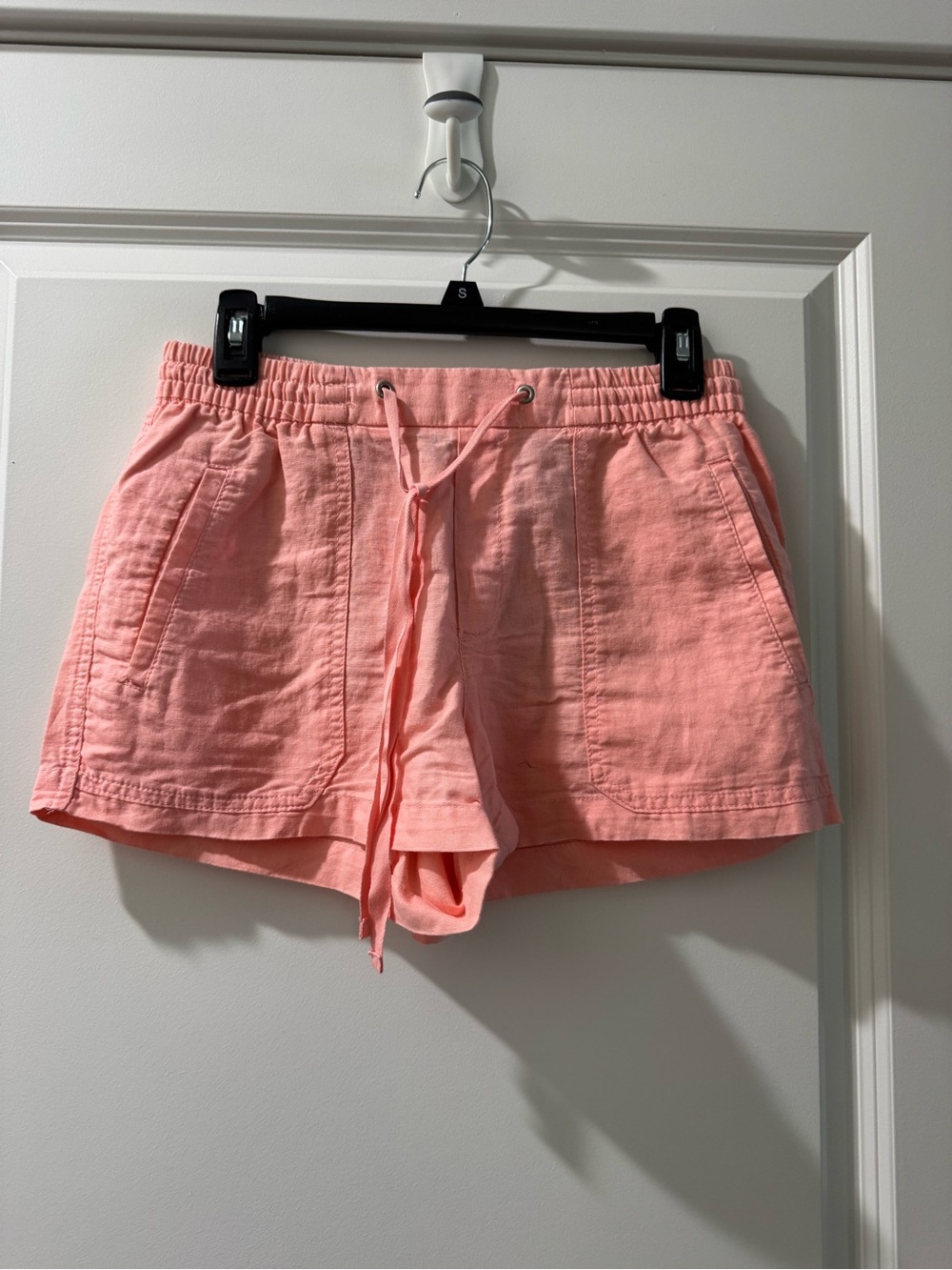 GAP Coral Pink Drawstring Linen-Blend Shorts